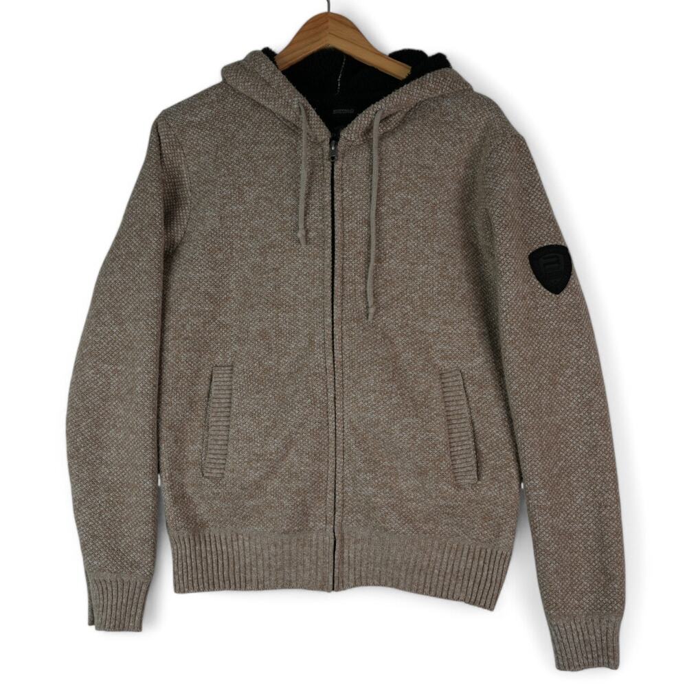 Buffalo David Bitton Mens Small Full Zip Sherpa Lined Long Sleeve Hoodie Sweater
